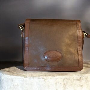 Longchamp Vintage Leather Messenger Bag Unisex